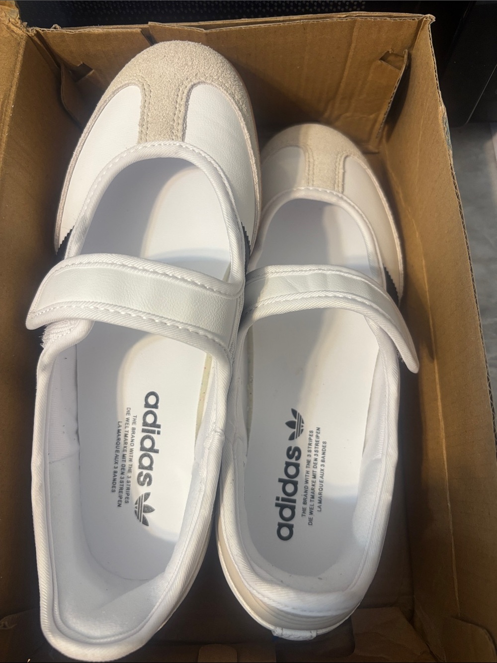 adidas Kids White and Beige Mary-Jane Style Sneakers